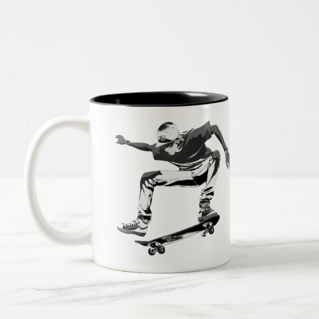 Skateboarding is my Life - Skateboarder Two-Tone Coffee Mug (Left)