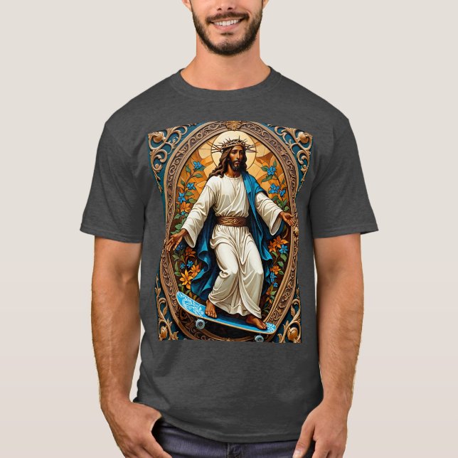 Skateboarding Jesus Sacred Style Tee (Front)