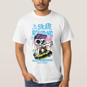 Skateboarding lover Skull with Cap Skater Champ T-Shirt