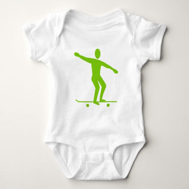 Skateboarding - Martian Green Baby Bodysuit (Front)