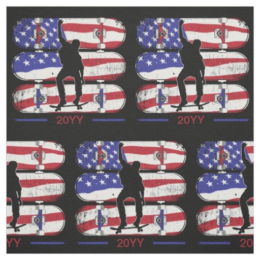 Skateboarding Men - USA American Flag Fabric