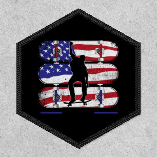 Skateboarding Men - USA American Flag Patch