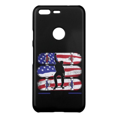 Skateboarding Men _ USA American Flag Uncommon Google Pixel Case