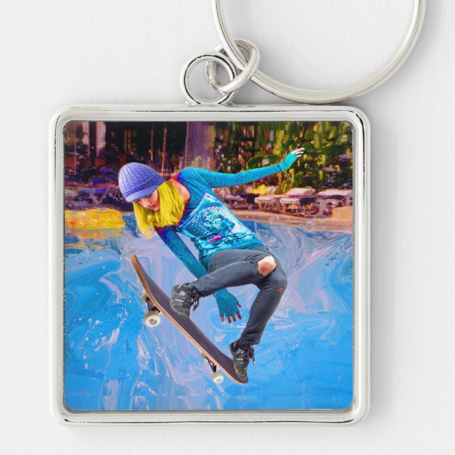 Skateboarding on Water Keychain (Front)