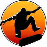 Skateboarding ornament<br><div class="desc">Cool skateboarder silhouette looks great on an ornament to hang on the Christmas tree, or anywhere in your room!</div>