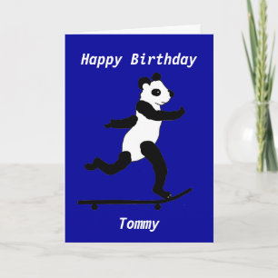 Skateboarding Panda Birthday Card custom