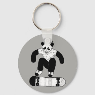 Skateboarding Panda Keychain