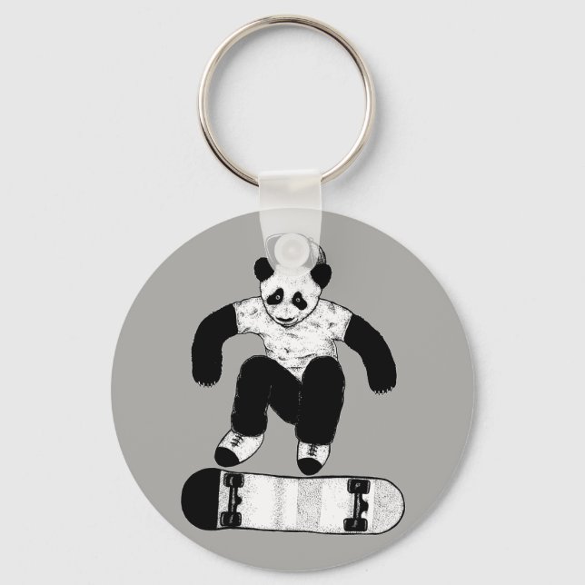 Skateboarding Panda Keychain (Front)