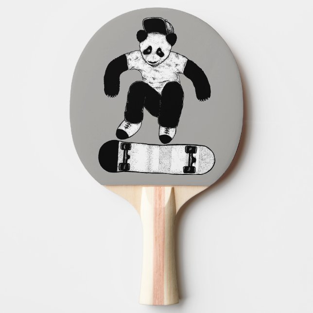 Skateboarding Panda Ping-Pong Paddle (Front)