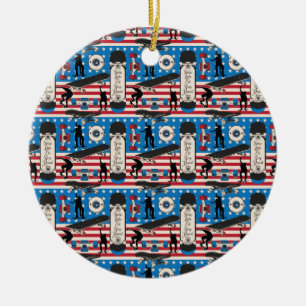 Skateboarding Patriotic USA Skateboarder Ceramic Ornament