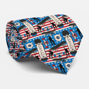 Skateboarding Patriotic USA Skateboarder Neck Tie
