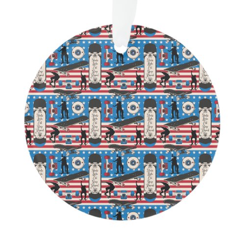 Skateboarding Patriotic USA Skateboarder Ornament