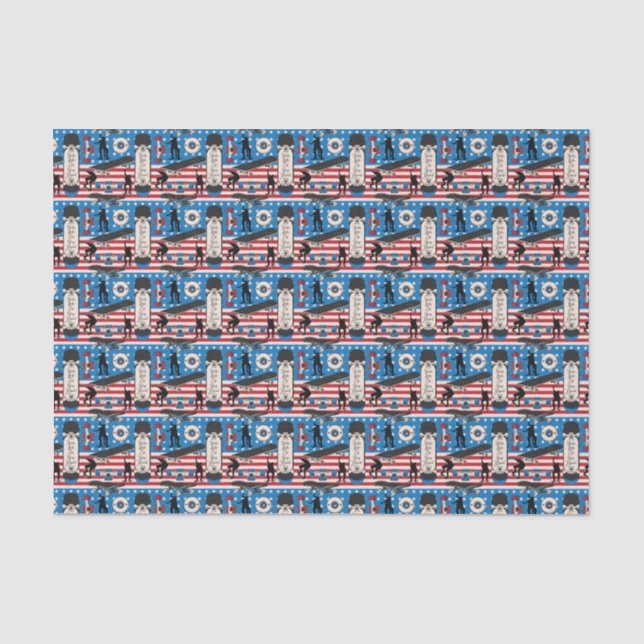 Skateboarding Patriotic USA Skateboarder Tissue Paper (Front)