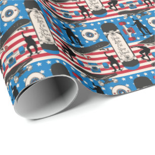 Skateboarding Patriotic USA Skateboarder Wrapping Paper
