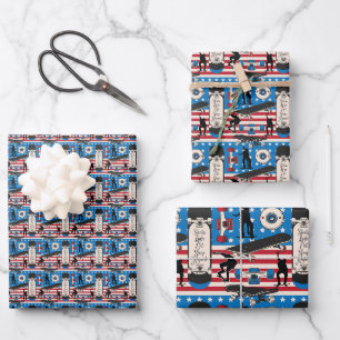 Skateboarding Patriotic USA Skateboarder Wrapping Paper Sheets