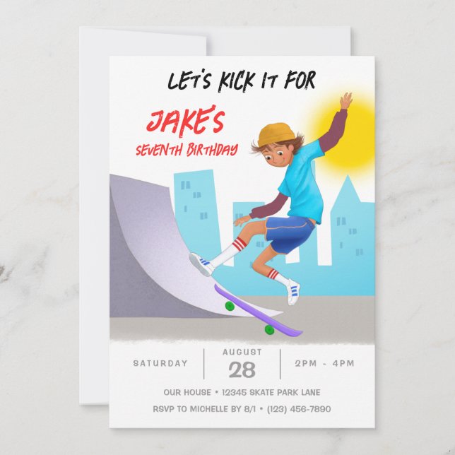 Skateboarding Photo Skate Park Boy Birthday Party Invitation (Front)