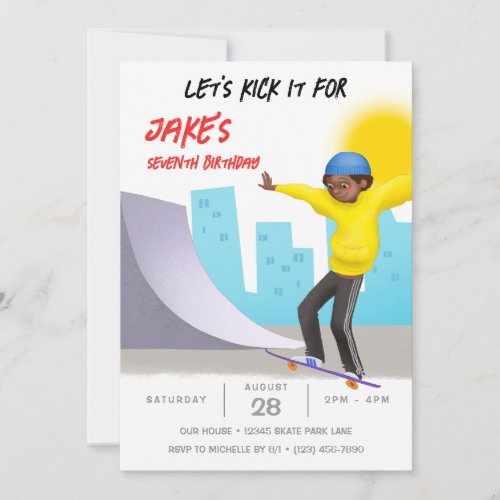 Skateboarding Photo Skate Park Boy Birthday Party Invitation