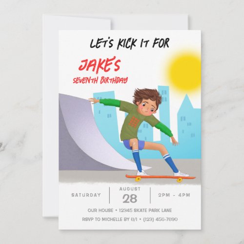 Skateboarding Photo Skate Park Boy Birthday Party Invitation