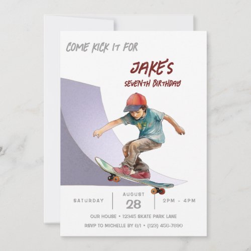 Skateboarding Photo Skate Park Boys Birthday Party Invitation