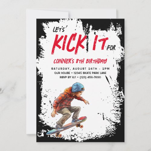 Skateboarding Photo Urban Skate Boy Birthday Party Invitation