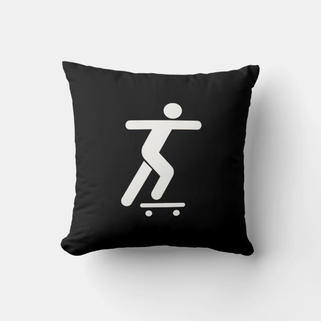Skateboarding Pictogram Throw Pillow (Front)