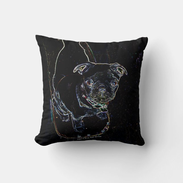 Skateboarding Pug Pillow (Front)