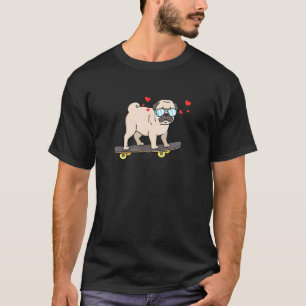 Skateboarding Pug Puppy Skateboard Dog Skater Hea T-Shirt