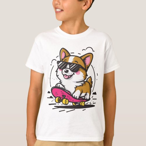 Skateboarding Pup T_Shirt