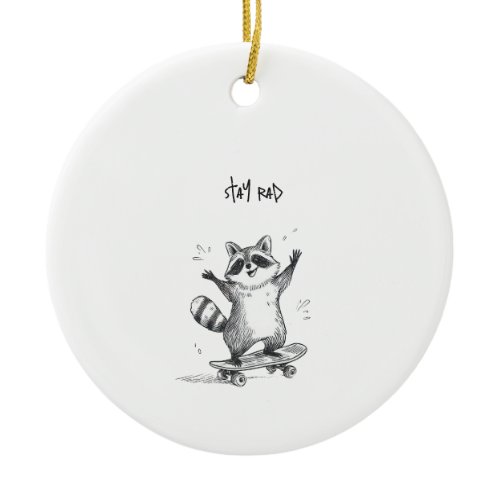 Skateboarding Raccoon – Cute Funny Skateboard Ceramic Ornament