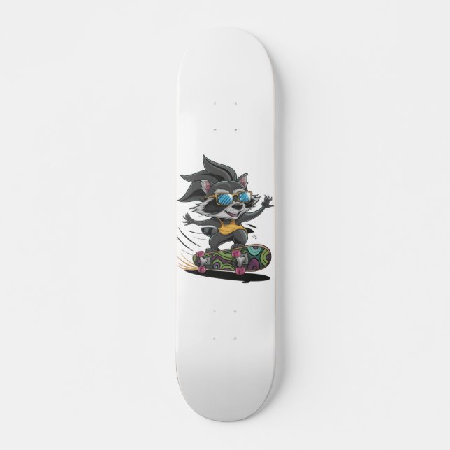 Skateboarding raccoon skateboard (Front)