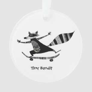Skateboarding Raccoon – Whimsical Raccoon Animal Ornament