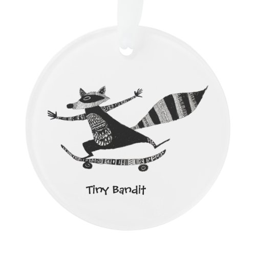 Skateboarding Raccoon – Whimsical Raccoon Animal  Ornament