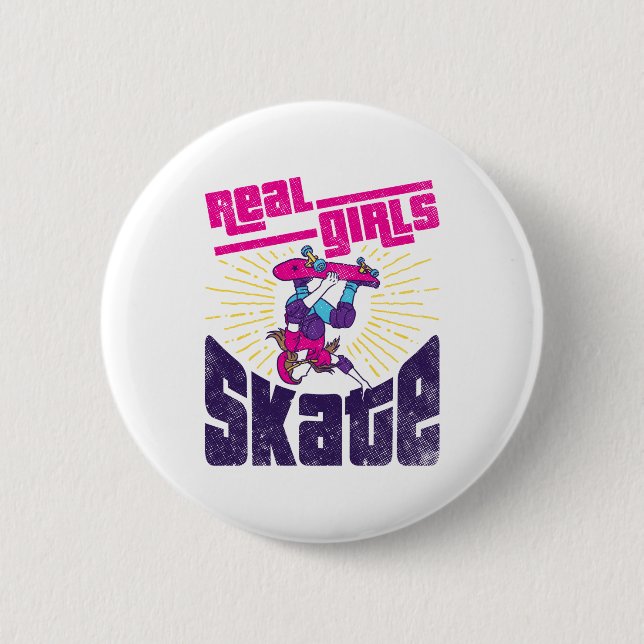 Skateboarding Real Girls Skate Button (Front)