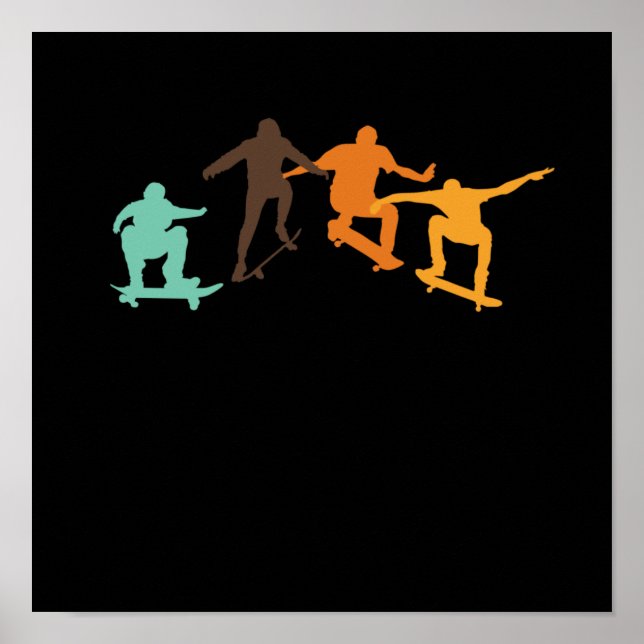 Skateboarding Retro Skateboarder Skateboard Skateb Poster (Front)