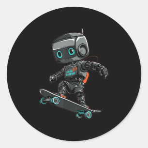 Skateboarding Robot Costume For A Cool Look Classic Round Sticker