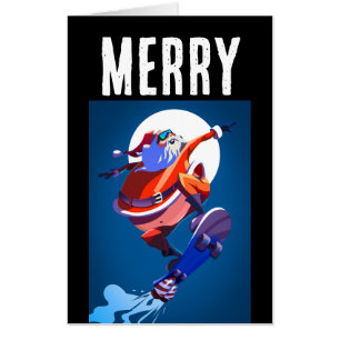 SKATEBOARDING SANTA FUNNY GIANT GREETING Card