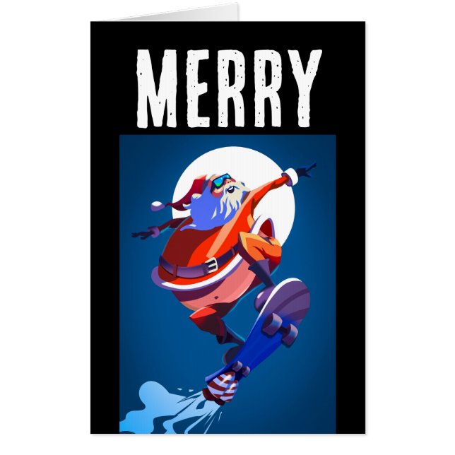 SKATEBOARDING SANTA FUNNY GIANT GREETING Card (Front)
