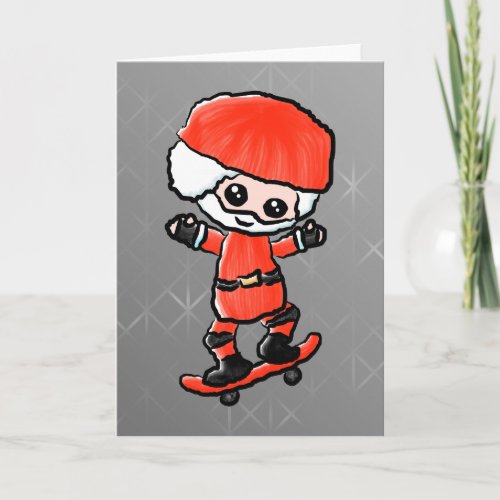 Skateboarding Santa Holiday Card