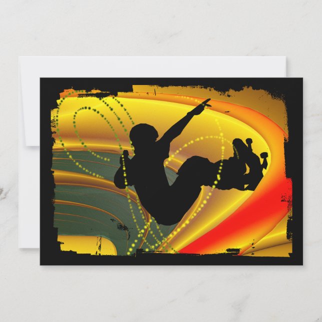 Skateboarding Silhouette in the Bowl Invitation (Front)