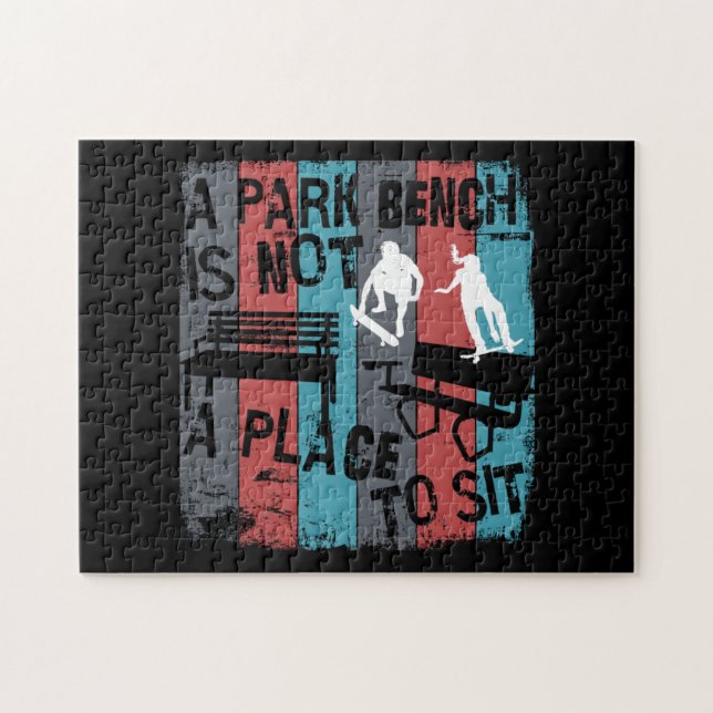 Skateboarding - Skateboarder Funny Park Bench Jigsaw Puzzle (Horizontal)