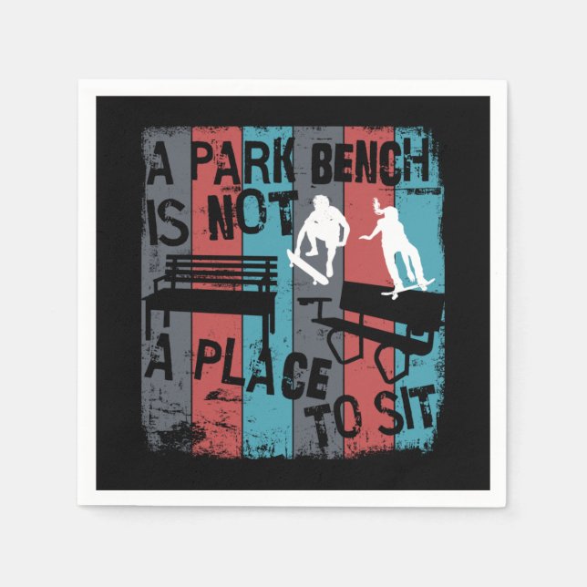 Skateboarding - Skateboarder Funny Park Bench Napkins (Front)