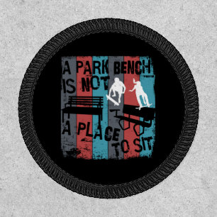 Skateboarding - Skateboarder Funny Park Bench Patch
