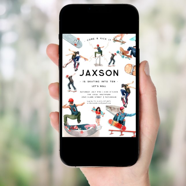 Skateboarding | Skater Birthday Party Invitation (Front Digital)