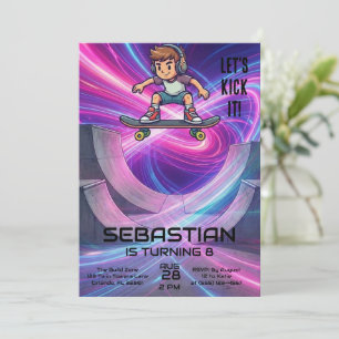 Skateboarding Skater Birthday Party Invitation