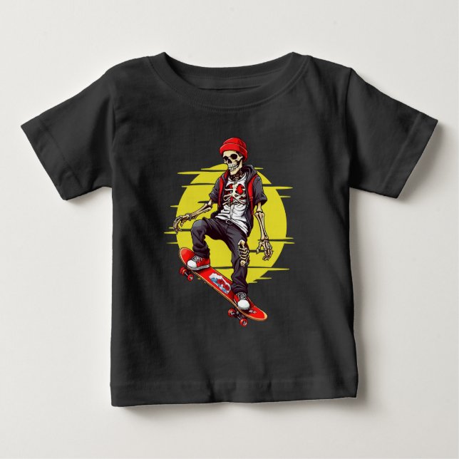 Skateboarding Skeleton Baby T-Shirt (Front)
