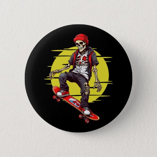 Skateboarding Skeleton Button