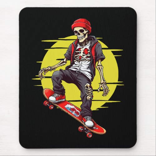 Skateboarding Skeleton Mouse Pad