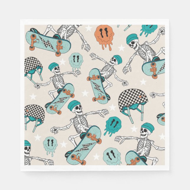 Skateboarding Skeleton Party Napkins (Front)