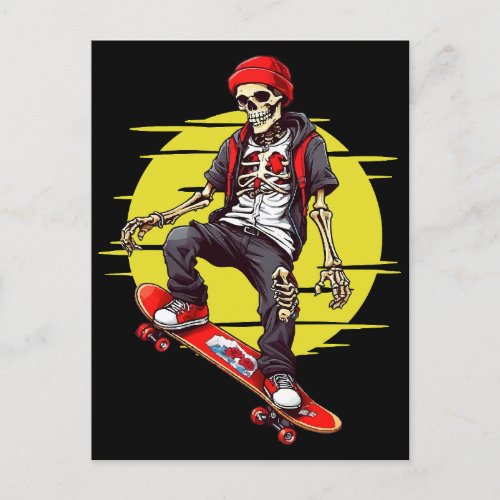 Skateboarding Skeleton Postcard