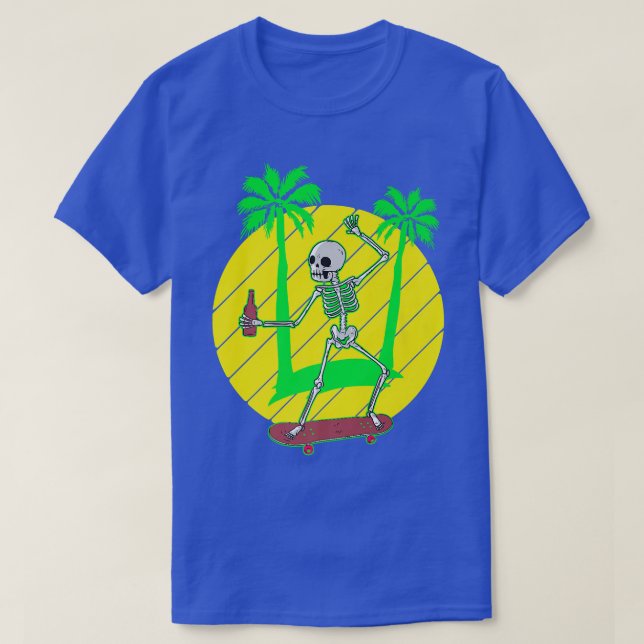 Skateboarding Skeleton Skater Skateboard Palm tree T-Shirt (Design Front)